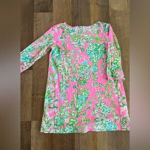 Lilly Pulitzer Girls Toddler 3/4 Sleeve Dress|Green/Pink Size:small